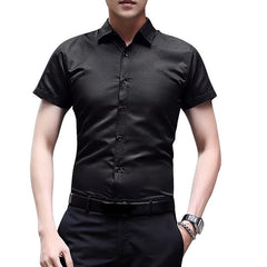 Spring Long Sleeve Turndown Collar Men Shirts Causal Korean Style Slim Fit Solid Business Shirt Tops Male Basic Button Shirts