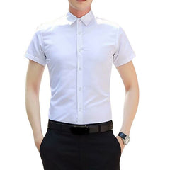 Spring Long Sleeve Turndown Collar Men Shirts Causal Korean Style Slim Fit Solid Business Shirt Tops Male Basic Button Shirts