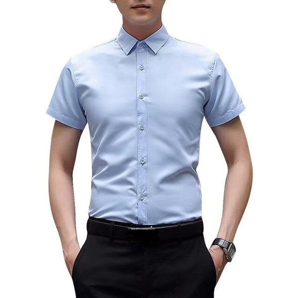 Spring Long Sleeve Turndown Collar Men Shirts Causal Korean Style Slim Fit Solid Business Shirt Tops Male Basic Button Shirts