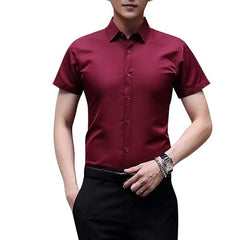 Spring Long Sleeve Turndown Collar Men Shirts Causal Korean Style Slim Fit Solid Business Shirt Tops Male Basic Button Shirts