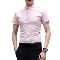 Spring Long Sleeve Turndown Collar Men Shirts Causal Korean Style Slim Fit Solid Business Shirt Tops Male Basic Button Shirts