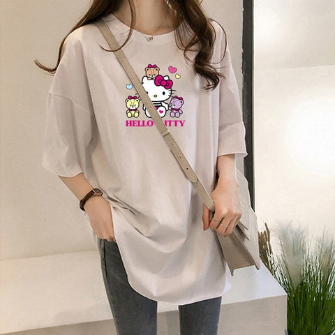 y3070 hello kitty 2020 New Women T-shirts Casual Harajuku Love Printed Tops Tee Summer Female Short Sleeve T shirt Clothing