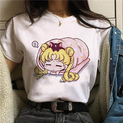 T Shirt Women Sailor Moon Funny Cartoon Harajuku Femela Tops Ullzang Anime T-shirt 90s Korean Style Tshirt Graphic Top Tees