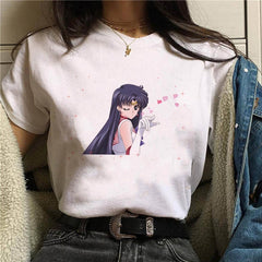 T Shirt Women Sailor Moon Funny Cartoon Harajuku Femela Tops Ullzang Anime T-shirt 90s Korean Style Tshirt Graphic Top Tees