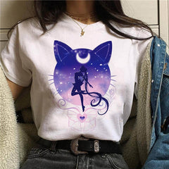 T Shirt Women Sailor Moon Funny Cartoon Harajuku Femela Tops Ullzang Anime T-shirt 90s Korean Style Tshirt Graphic Top Tees