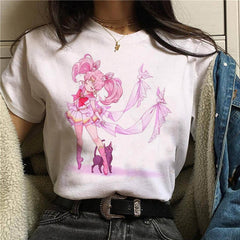 T Shirt Women Sailor Moon Funny Cartoon Harajuku Femela Tops Ullzang Anime T-shirt 90s Korean Style Tshirt Graphic Top Tees