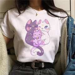 T Shirt Women Sailor Moon Funny Cartoon Harajuku Femela Tops Ullzang Anime T-shirt 90s Korean Style Tshirt Graphic Top Tees