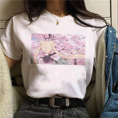 T Shirt Women Sailor Moon Funny Cartoon Harajuku Femela Tops Ullzang Anime T-shirt 90s Korean Style Tshirt Graphic Top Tees