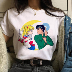 T Shirt Women Sailor Moon Funny Cartoon Harajuku Femela Tops Ullzang Anime T-shirt 90s Korean Style Tshirt Graphic Top Tees