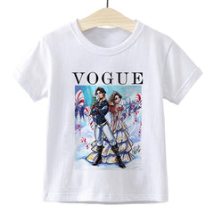 Elsa Queen Anna Princess VOGUE Children T-shirt Gym Harajuku Loose Fashion Kids Tshirt Cute Beautiful Vintage Baby Girl Clothes