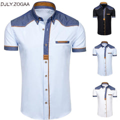 ZOGAA Men's Shirts Denim Short Sleeve Formal Shirts Man Casual Summer Clothing Tops Brand Slim Cotton Plus Size Male Shirts