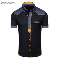 ZOGAA Men's Shirts Denim Short Sleeve Formal Shirts Man Casual Summer Clothing Tops Brand Slim Cotton Plus Size Male Shirts