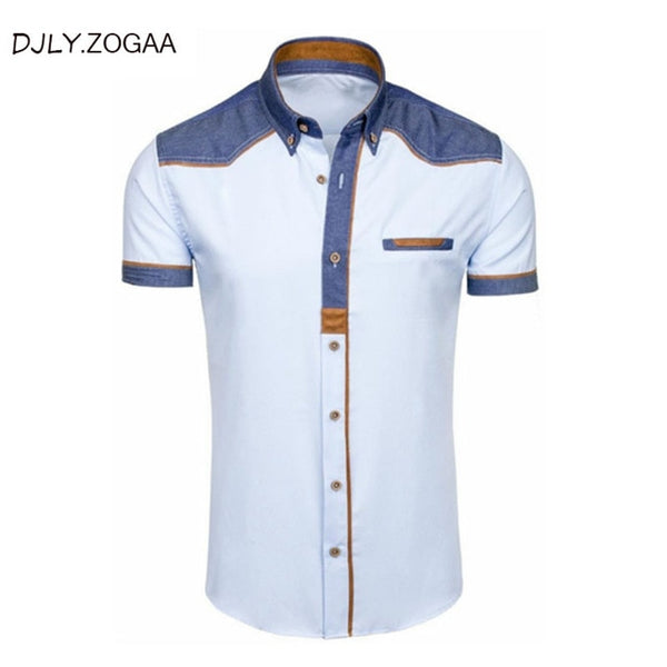 ZOGAA Men's Shirts Denim Short Sleeve Formal Shirts Man Casual Summer Clothing Tops Brand Slim Cotton Plus Size Male Shirts