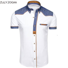 ZOGAA Men's Shirts Denim Short Sleeve Formal Shirts Man Casual Summer Clothing Tops Brand Slim Cotton Plus Size Male Shirts