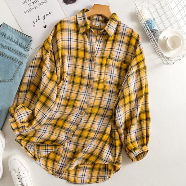 New Arrival Women Vintage Plaid Oversized Blouse Batwing Sleeve Turn Down Collar Purple Shirt Button Up Casual Tops T04001F