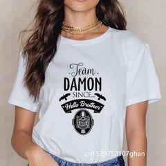 The Vampire Diaries Tshirt Summer Loose Tee Shirt Femme Girls Ulzzang Casual T Shirt Harajuku Kawaii 90s Cool T-shirt Streetwear