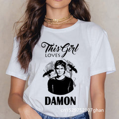 The Vampire Diaries Tshirt Summer Loose Tee Shirt Femme Girls Ulzzang Casual T Shirt Harajuku Kawaii 90s Cool T-shirt Streetwear