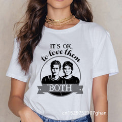 The Vampire Diaries Tshirt Summer Loose Tee Shirt Femme Girls Ulzzang Casual T Shirt Harajuku Kawaii 90s Cool T-shirt Streetwear