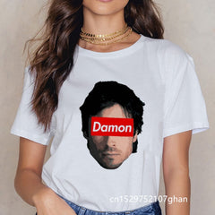 The Vampire Diaries Tshirt Summer Loose Tee Shirt Femme Girls Ulzzang Casual T Shirt Harajuku Kawaii 90s Cool T-shirt Streetwear