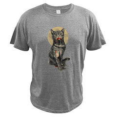 EU Size 100% Cotton Cat Digital Print T Shirt Summer New Arrival Short Sleeve Male Tshirt Homme EU Size