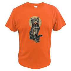 EU Size 100% Cotton Cat Digital Print T Shirt Summer New Arrival Short Sleeve Male Tshirt Homme EU Size