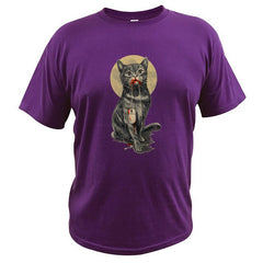 EU Size 100% Cotton Cat Digital Print T Shirt Summer New Arrival Short Sleeve Male Tshirt Homme EU Size