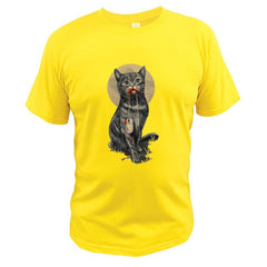 EU Size 100% Cotton Cat Digital Print T Shirt Summer New Arrival Short Sleeve Male Tshirt Homme EU Size