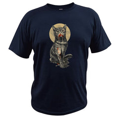 EU Size 100% Cotton Cat Digital Print T Shirt Summer New Arrival Short Sleeve Male Tshirt Homme EU Size