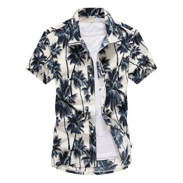 2019 Fashion Mens Short Sleeve Hawaiian Shirt Fast drying Plus Size Asian Size M-5XL Summer Casual Floral Beach Shirts For Men