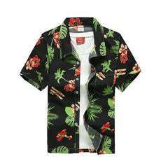 2019 Fashion Mens Short Sleeve Hawaiian Shirt Fast drying Plus Size Asian Size M-5XL Summer Casual Floral Beach Shirts For Men