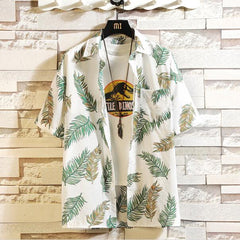 Print Brand Summer Hot Sell Men's Beach Shirt Fashion Short Sleeve Floral Loose Casual Shirts Plus Asian SIZE M-4XL 5XL Hawaiian