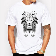 Fashion Animal Print T-Shirt Men Casual Short-Sleeve Tee Shirt Homme 4XL Men Tops 2019 Summer Crown Lion 3D White Men's T-shirt