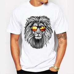 Fashion Animal Print T-Shirt Men Casual Short-Sleeve Tee Shirt Homme 4XL Men Tops 2019 Summer Crown Lion 3D White Men's T-shirt