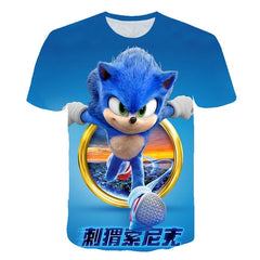 2020 Summer Boys Cartoon Sonic hedgehog t shirt Blue 3D Printed Girls Streetwear Children Kids Clothes Baby Funny Tshirt O-Neck