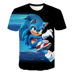 2020 Summer Boys Cartoon Sonic hedgehog t shirt Blue 3D Printed Girls Streetwear Children Kids Clothes Baby Funny Tshirt O-Neck