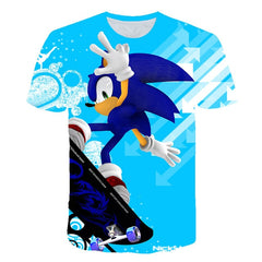 2020 Summer Boys Cartoon Sonic hedgehog t shirt Blue 3D Printed Girls Streetwear Children Kids Clothes Baby Funny Tshirt O-Neck