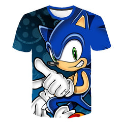 2020 Summer Boys Cartoon Sonic hedgehog t shirt Blue 3D Printed Girls Streetwear Children Kids Clothes Baby Funny Tshirt O-Neck