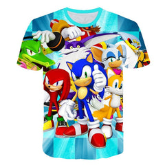 2020 Summer Boys Cartoon Sonic hedgehog t shirt Blue 3D Printed Girls Streetwear Children Kids Clothes Baby Funny Tshirt O-Neck