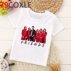 Funny La Casa De Papel T Shirt Kids Summer Top Cartoon Money Heist Tshirt Bella Ciao Kawaii House of Paper Boys T-shirt Children