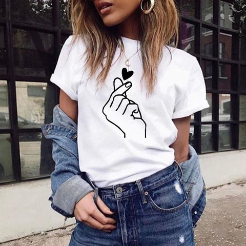 Women's t-shirt Harajuku love t shirt women feminina ladies Than heart ulzzang graphic t shirts women 2019 summer femme clothes