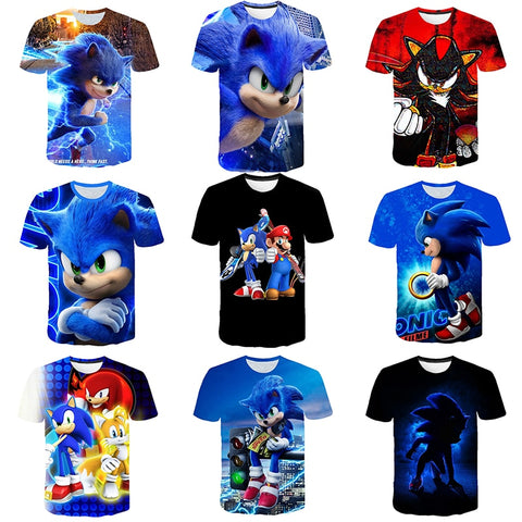 2020 3D Cartoon T Shirt kids clothes Summer Short Printed sonic the hedgehog t-shirt girls Boys Streetwear Teenager Children Top