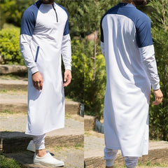 Kaftan Men Muslim Thobe Islamic Arabic Clothing Long Sleeve Shirt Tops Robe Saudi Arabia Traditional Costumes Men Muslim Gowns