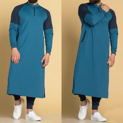 Kaftan Men Muslim Thobe Islamic Arabic Clothing Long Sleeve Shirt Tops Robe Saudi Arabia Traditional Costumes Men Muslim Gowns