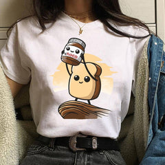 Harajuku Nutella Kawaii Print T Shirt Women 90s Ullzang Fashion T-shirt Graphic Cute Cartoon Tshirt Korean Style Top Tees Female