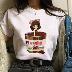 Harajuku Nutella Kawaii Print T Shirt Women 90s Ullzang Fashion T-shirt Graphic Cute Cartoon Tshirt Korean Style Top Tees Female