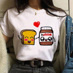 Harajuku Nutella Kawaii Print T Shirt Women 90s Ullzang Fashion T-shirt Graphic Cute Cartoon Tshirt Korean Style Top Tees Female