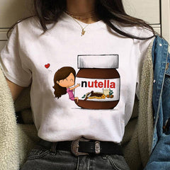 Harajuku Nutella Kawaii Print T Shirt Women 90s Ullzang Fashion T-shirt Graphic Cute Cartoon Tshirt Korean Style Top Tees Female