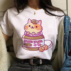 Harajuku Nutella Kawaii Print T Shirt Women 90s Ullzang Fashion T-shirt Graphic Cute Cartoon Tshirt Korean Style Top Tees Female