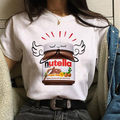 Harajuku Nutella Kawaii Print T Shirt Women 90s Ullzang Fashion T-shirt Graphic Cute Cartoon Tshirt Korean Style Top Tees Female