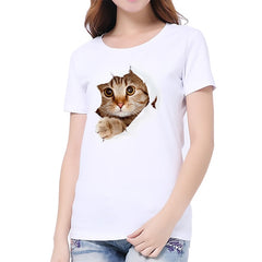 Women T-Shirt Fashion 3D Cat Print Casual Harajuku Summer Short Sleeve Round Neck T-Shirt Casual Clothes Top Tee T-shirt Female